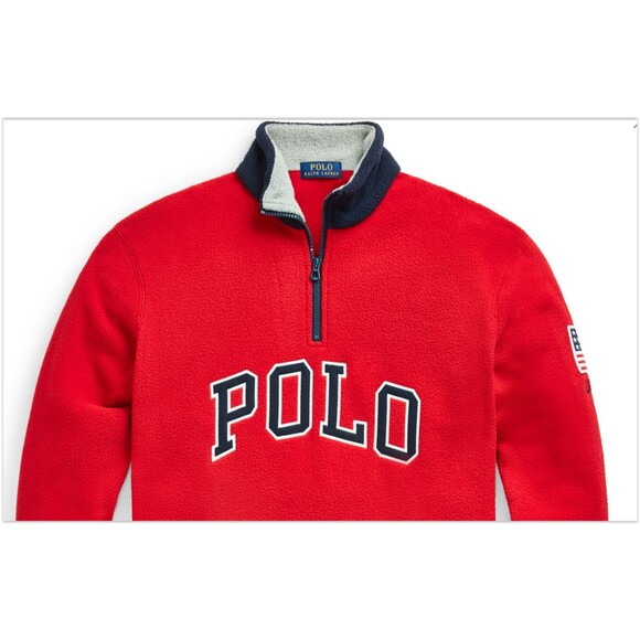 Polo Ralph Lauren BIG LOGO USA FLAG Cotton blend Fleece Pullover Quarter Zip, XL - Picture 7 of 7